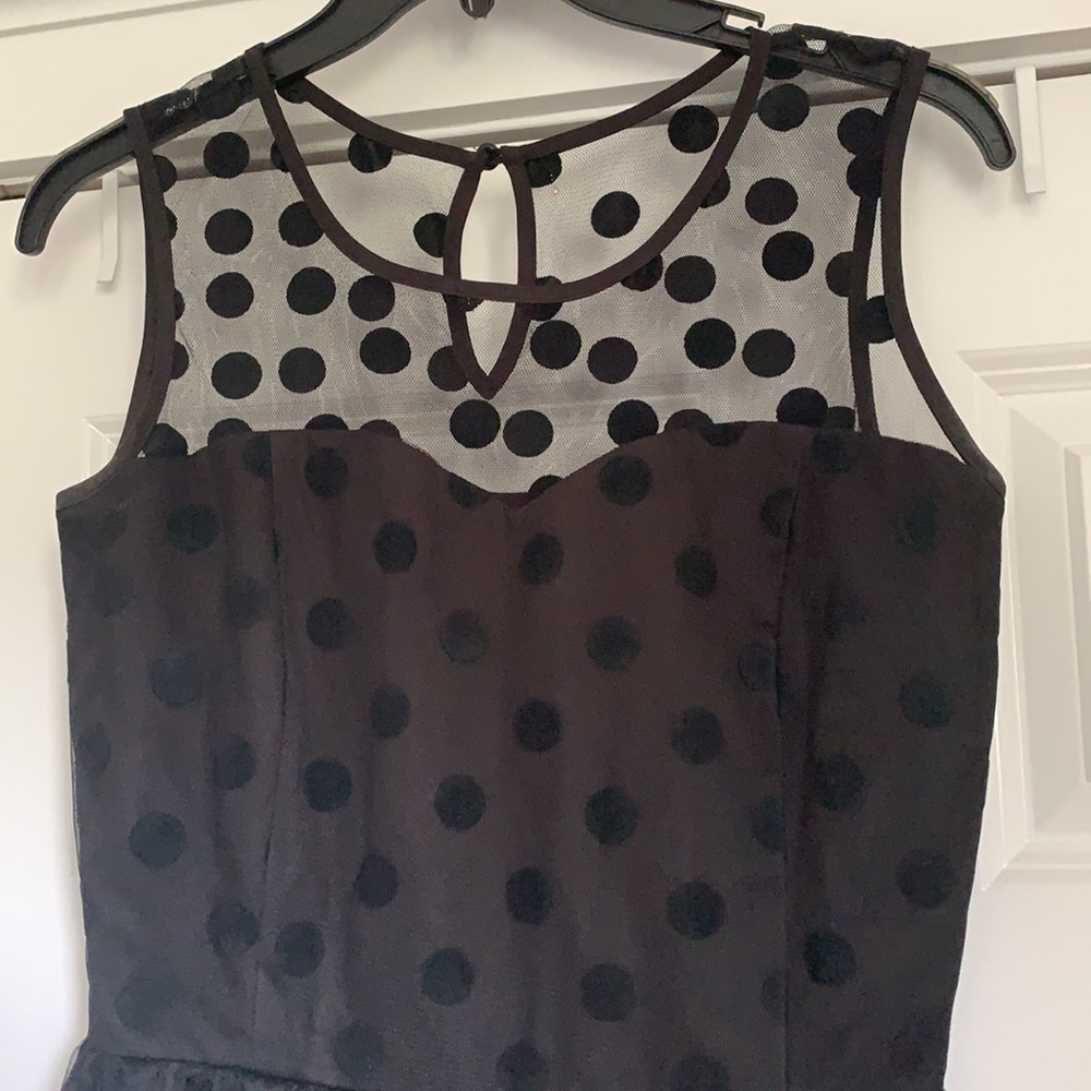 Anthropologie Polka Dot Illusion Neck Dress - Picture 2 of 6